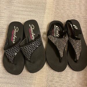 - Skechers Yoga Foam Sandals 2 Pairs EUC sz 6